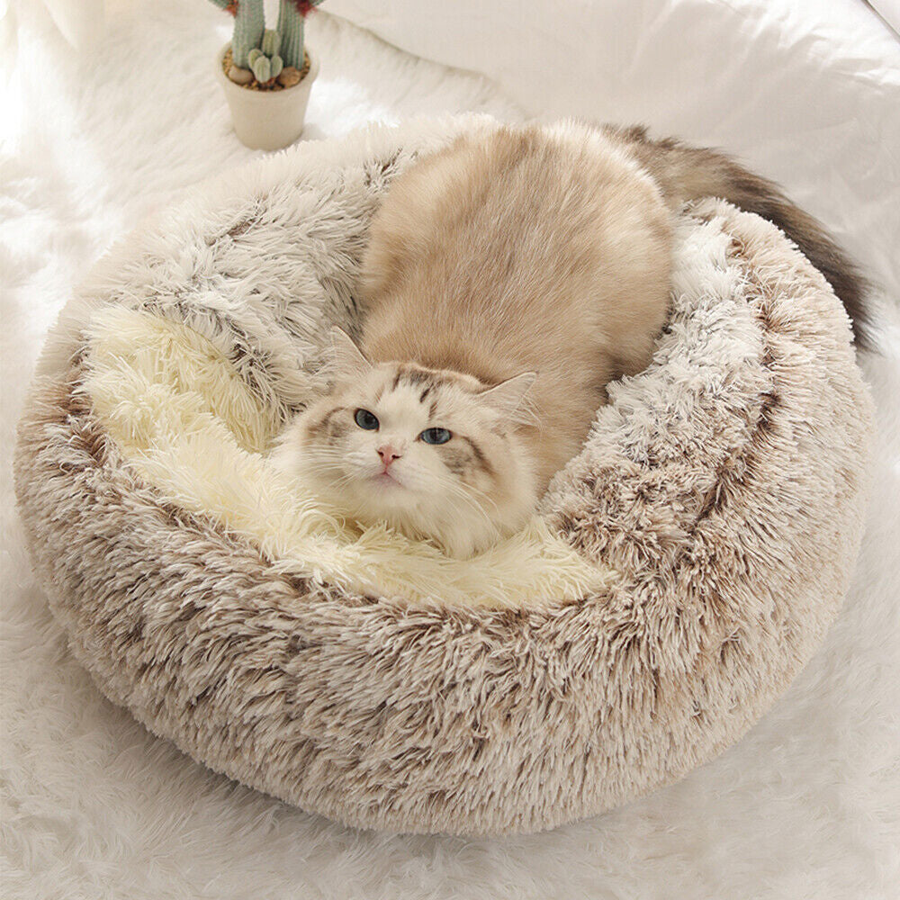 Pet Dog Cat Bed round Plush Kitten Warm Sleeping Nest Bed Cat Igloo Cave House