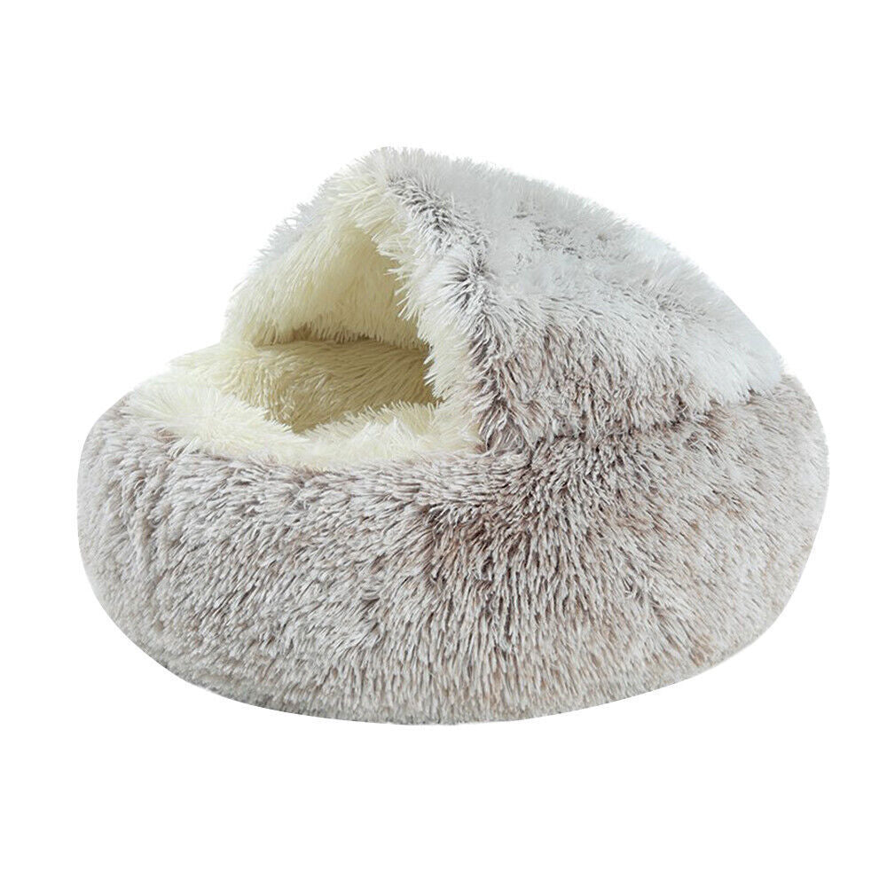 Pet Dog Cat Bed round Plush Kitten Warm Sleeping Nest Bed Cat Igloo Cave House
