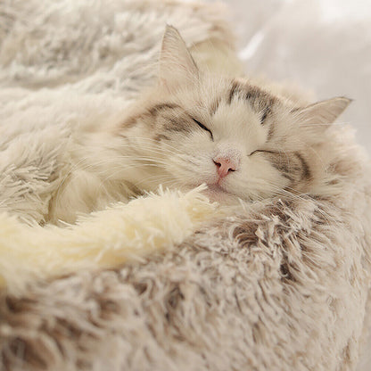 Pet Dog Cat Bed round Plush Kitten Warm Sleeping Nest Bed Cat Igloo Cave House