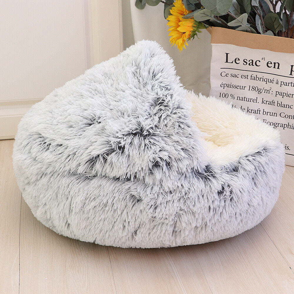 Pet Dog Cat Bed round Plush Kitten Warm Sleeping Nest Bed Cat Igloo Cave House