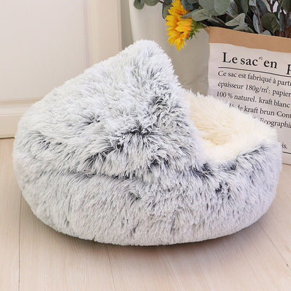 Pet Dog Cat Bed round Plush Kitten Warm Sleeping Nest Bed Cat Igloo Cave House